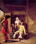 Two Soldiers and a Serving Woman with a Trumpeter by Pieter de Hooch